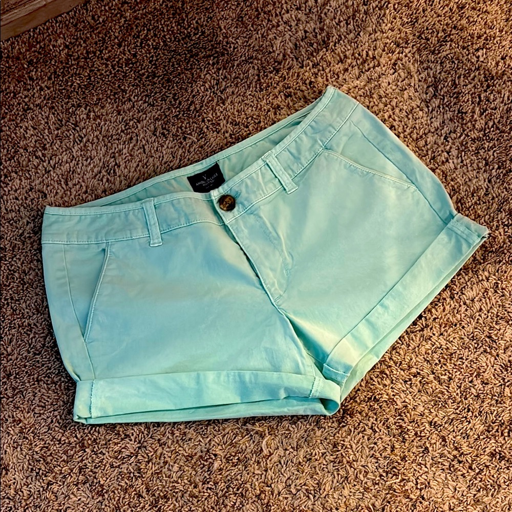 American Eagle Teal Khaki Shorts